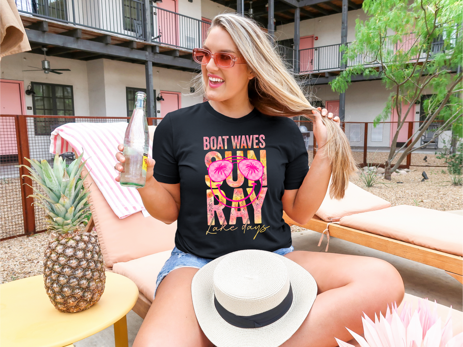 Boat Waves Sun Ray Lake Days T-Shirt