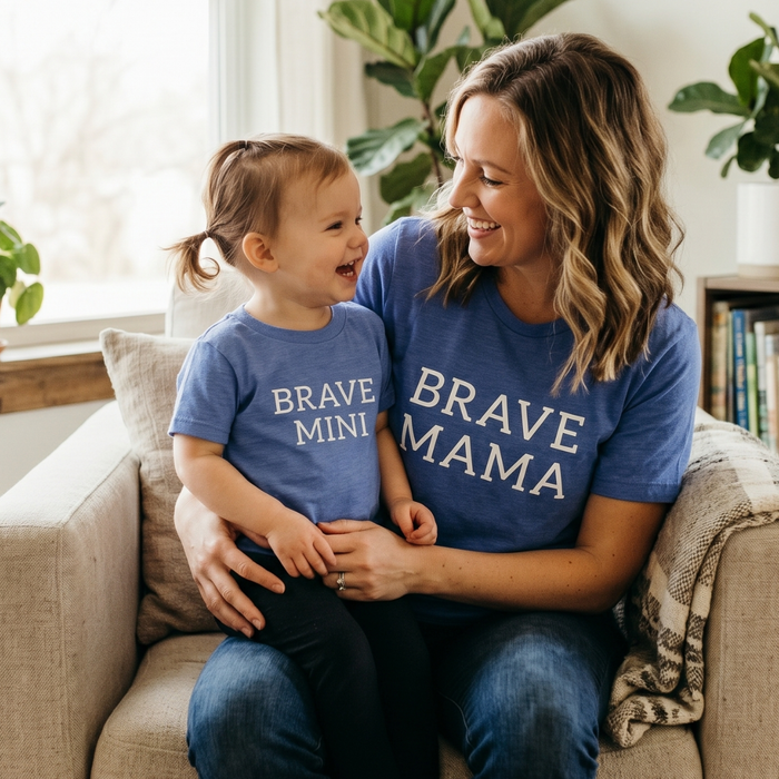 Brave Mama & Mini Toddler Set (Heather Blue) — matching set