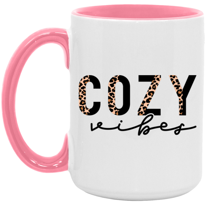 Cozy Vibes Leopard Elegant 15 oz Coffee Mug