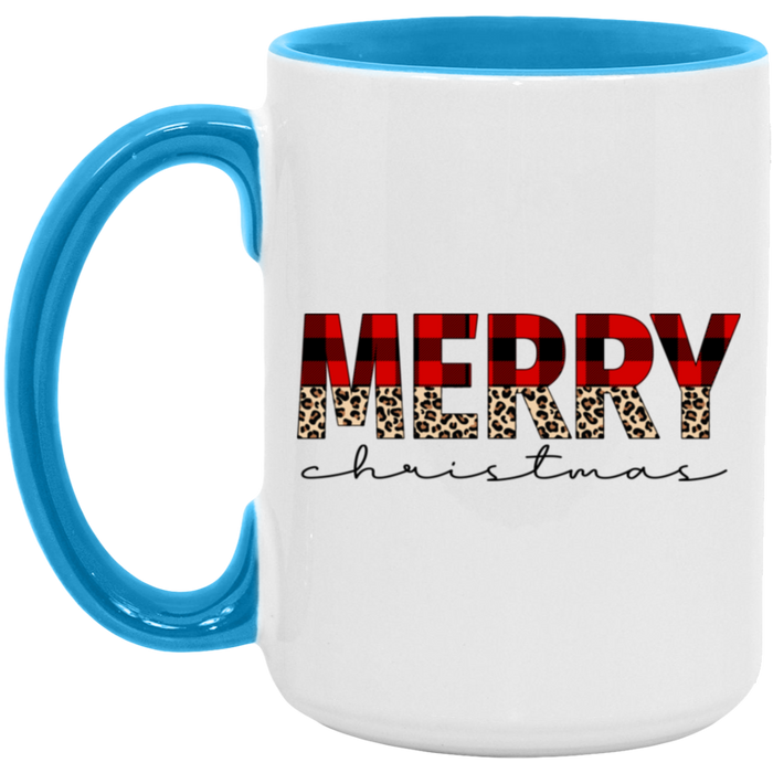 Flannel Cheetah Merry Christmas 15 oz Coffee Mug