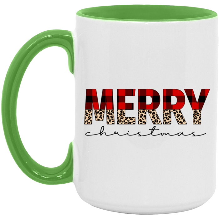 Flannel Cheetah Merry Christmas 15 oz Coffee Mug