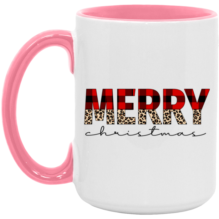 Flannel Cheetah Merry Christmas 15 oz Coffee Mug