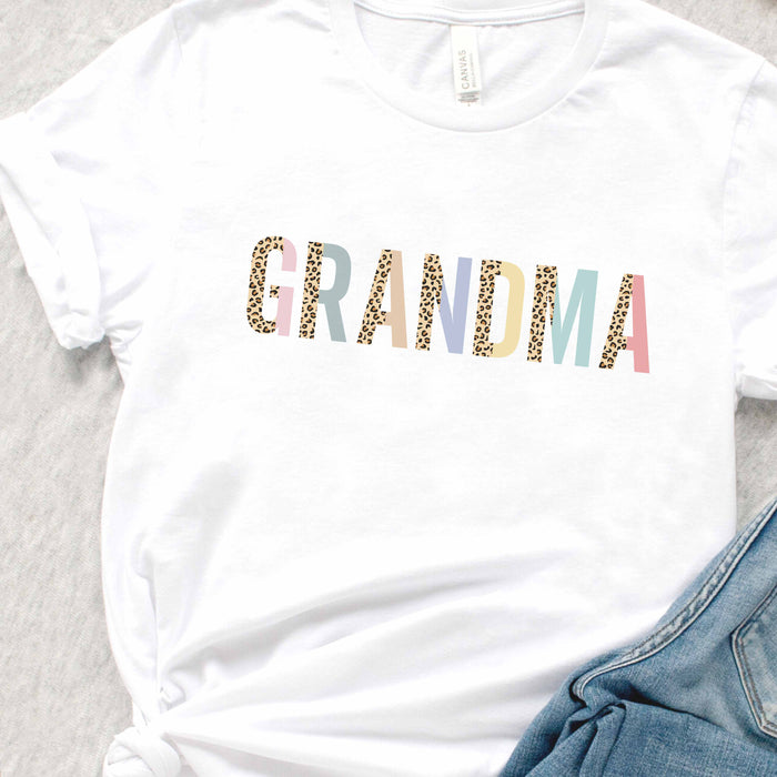 Grandma Leopard and Pastel Color Block T-Shirt