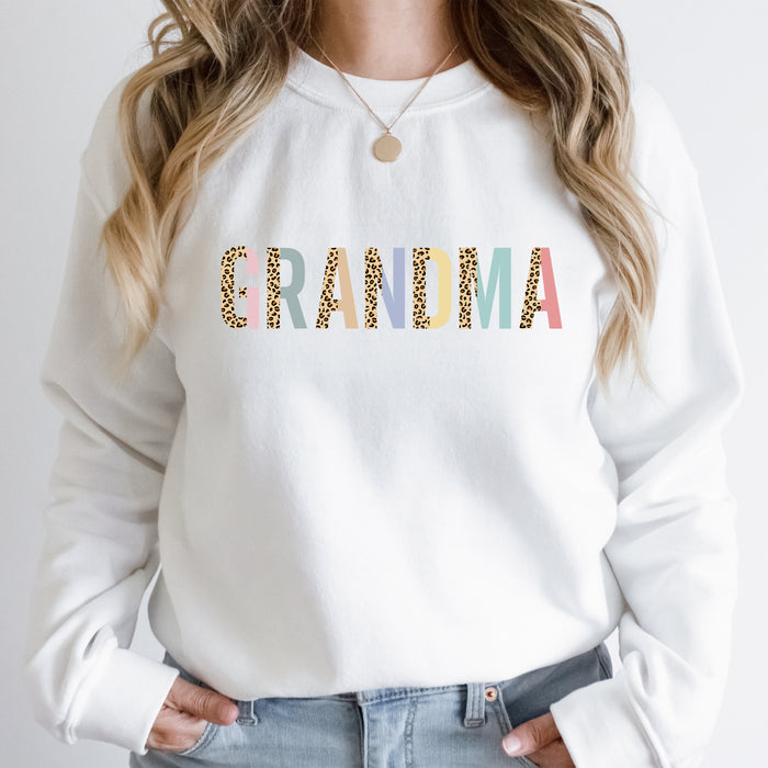 Grandma Pastel and Leopard Color Block Sweatshirt
