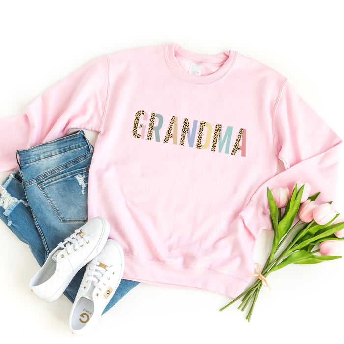Grandma Pastel and Leopard Color Block Sweatshirt