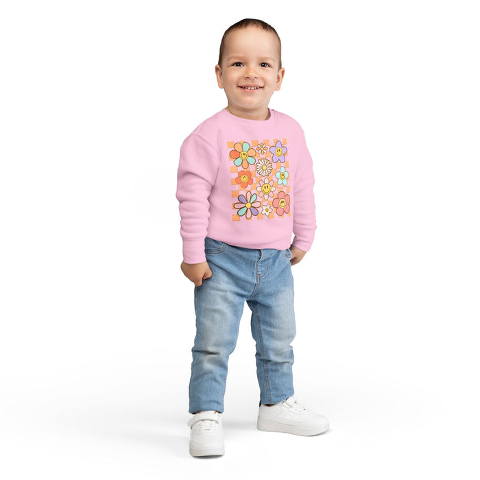 KIDS - Retro Checkered Flower Garden Sweatshirt