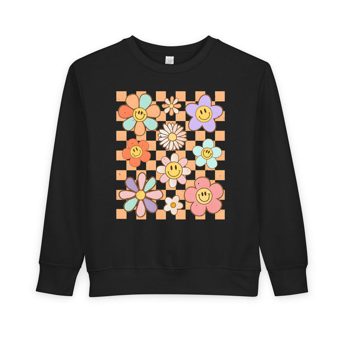 KIDS - Retro Checkered Flower Garden Sweatshirt