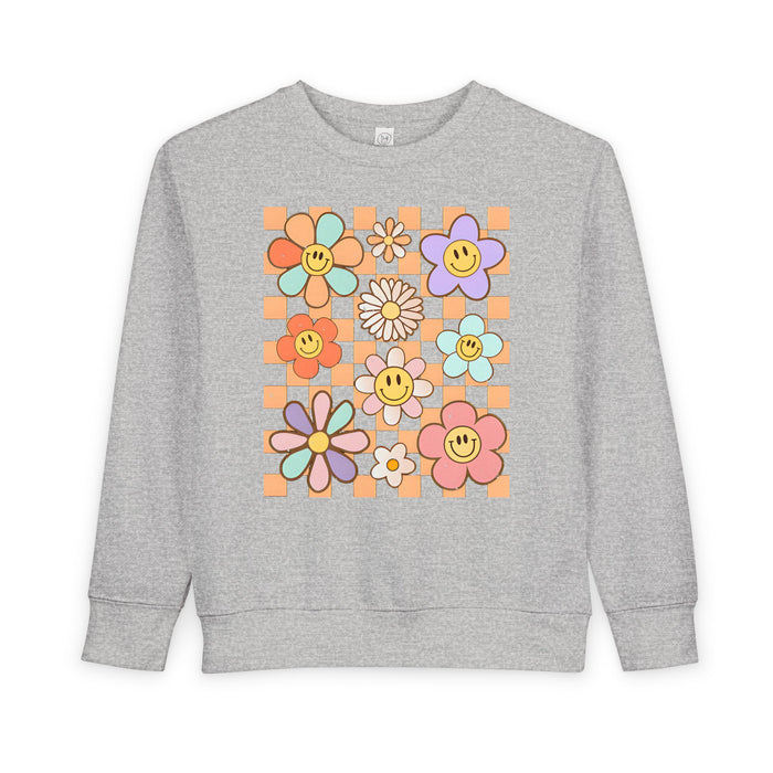 KIDS - Retro Checkered Flower Garden Sweatshirt