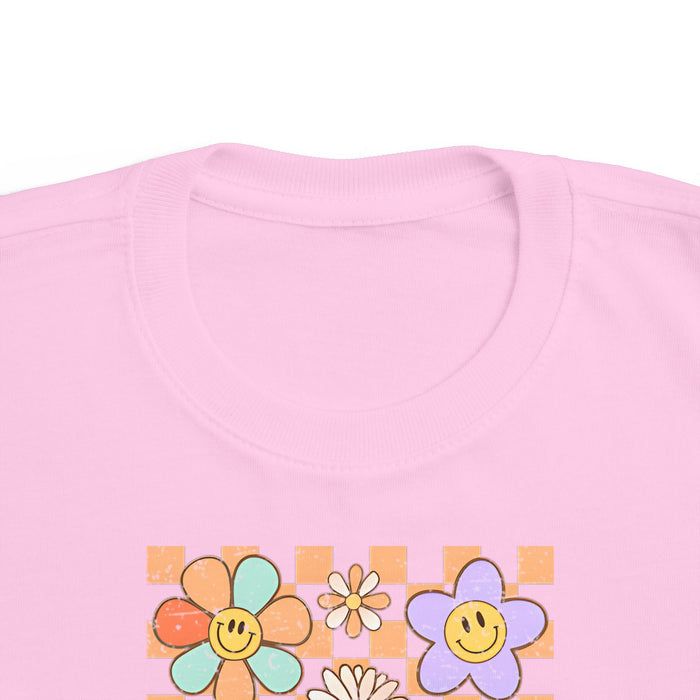 KIDS - Retro Checkered Flower Garden T-Shirt