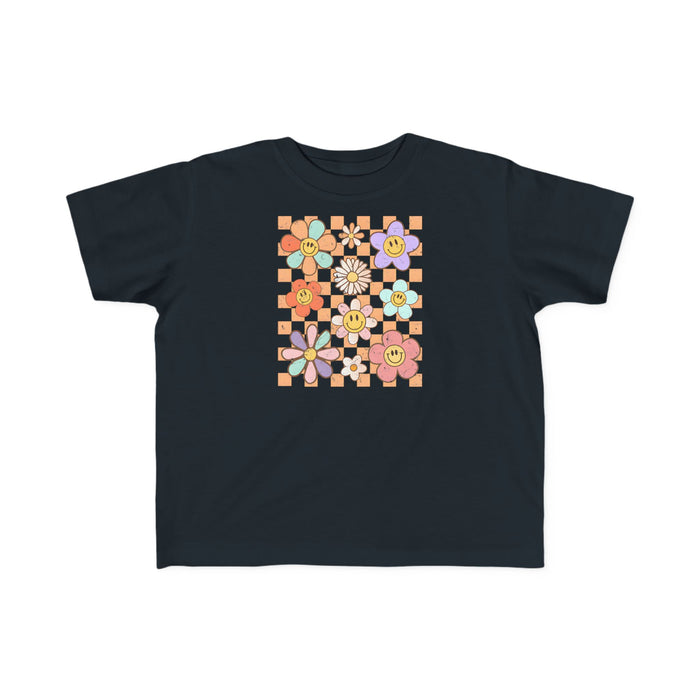 KIDS - Retro Checkered Flower Garden T-Shirt