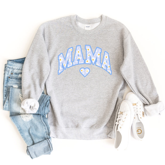 Mama Floral Daisy Sweatshirt (Blue)