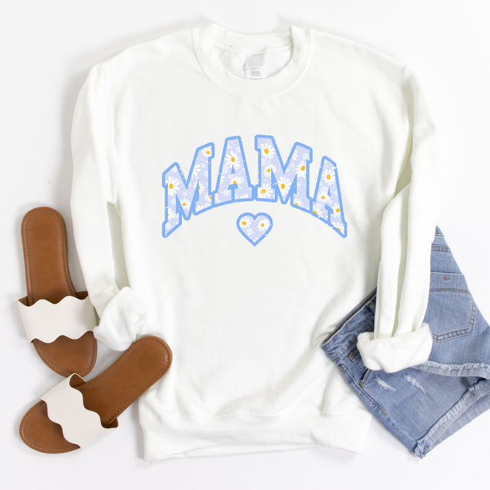 Mama Floral Daisy Sweatshirt (Blue)
