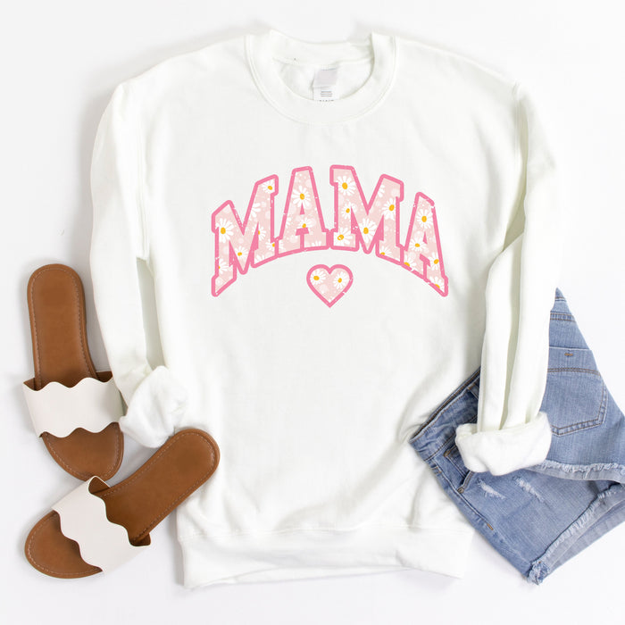 Mama Floral Daisy Sweatshirt (Pink)