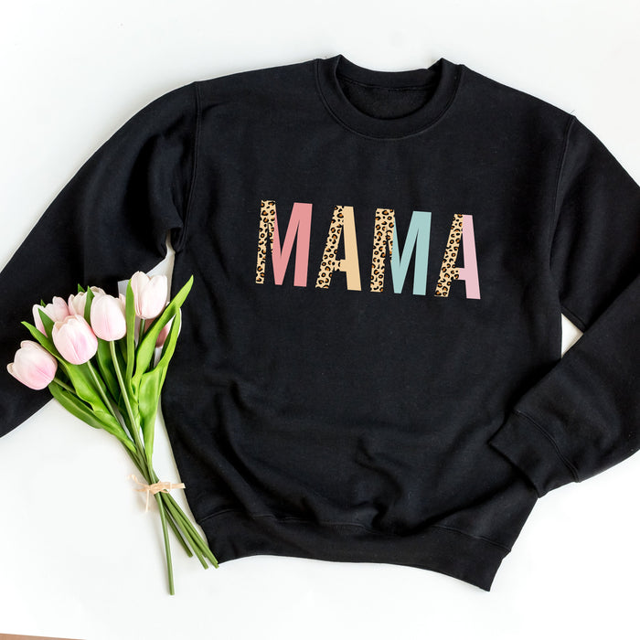 Mama Leopard and Pastel Color Block Sweatshirt