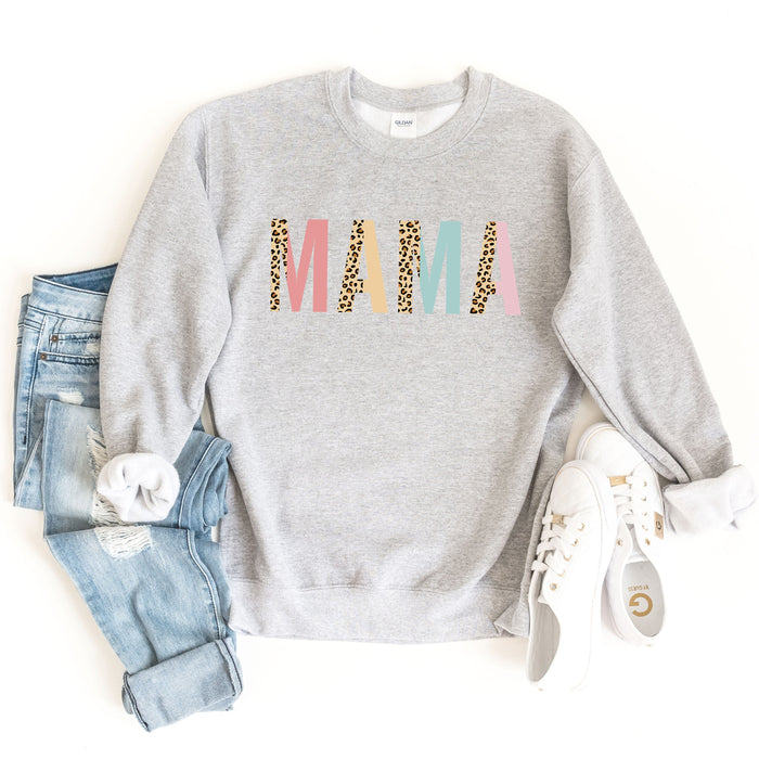 Mama Leopard and Pastel Color Block Sweatshirt