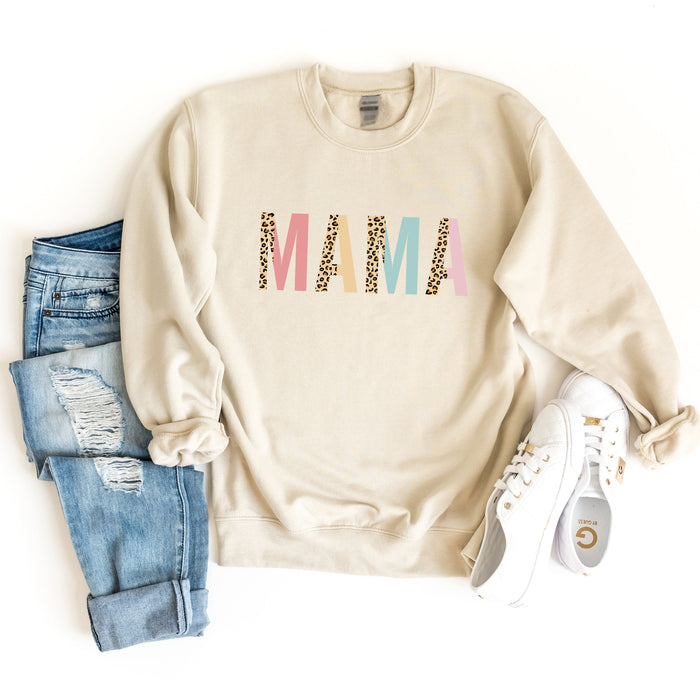 Mama Leopard and Pastel Color Block Sweatshirt