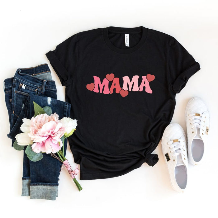 Mama & Mini Valentine Hearts Matching Tees (Black) — matching set