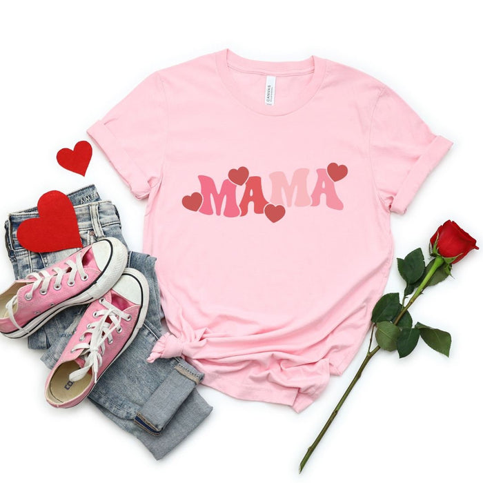 Mama & Mini Valentine Hearts Matching Tees (Pink) — matching set
