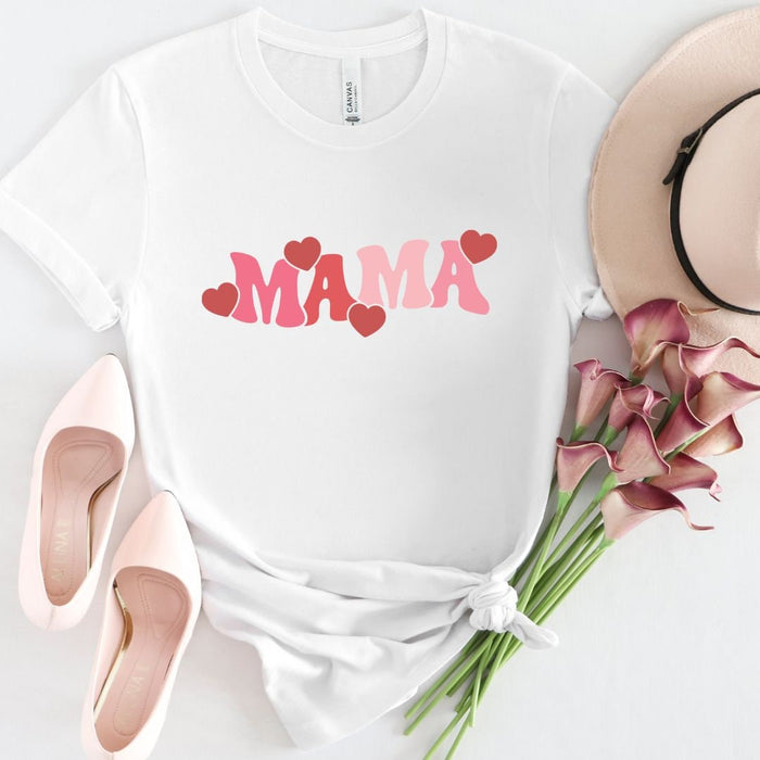 Mama & Mini Valentine Hearts Matching Tees (White) — matching set