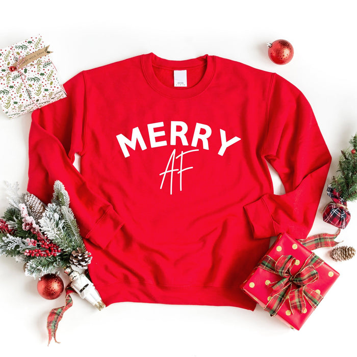 Merry AF Christmas Crew Neck Sweatshirt