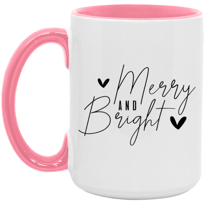 Merry And Bright Heart 15 oz Coffee Mug