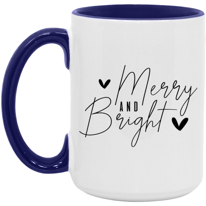 Merry And Bright Heart 15 oz Coffee Mug