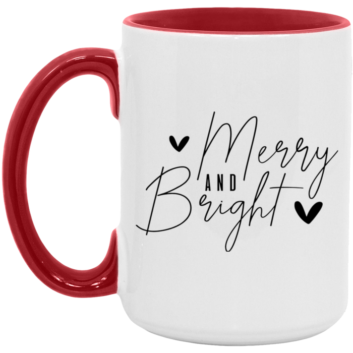 Merry And Bright Heart 15 oz Coffee Mug