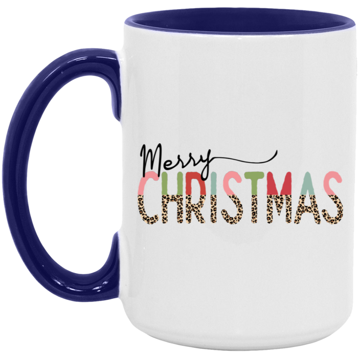 Merry Christmas Leopard Colored 15 oz Coffee Mug