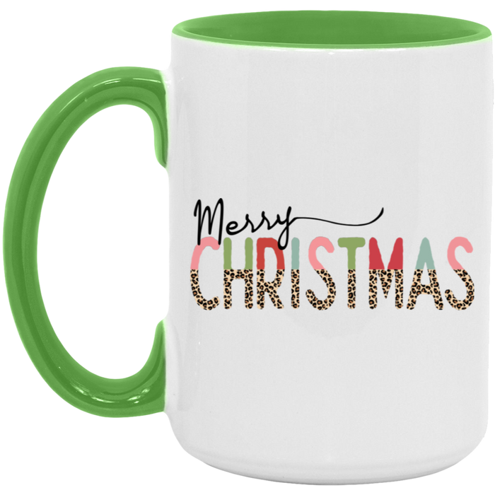 Merry Christmas Leopard Colored 15 oz Coffee Mug