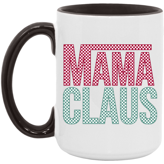 Merry Claus Checkered 15 oz Coffee Mug
