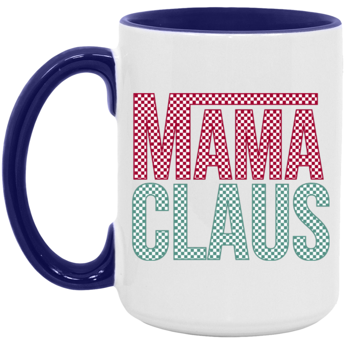 Merry Claus Checkered 15 oz Coffee Mug