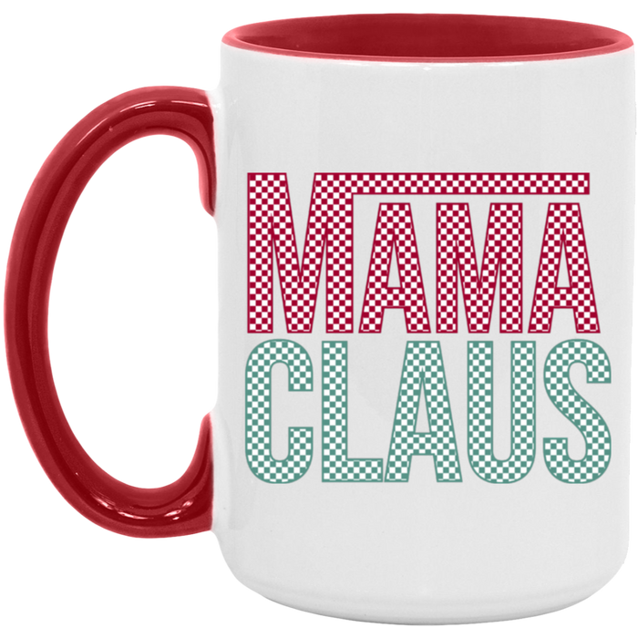 Merry Claus Checkered 15 oz Coffee Mug