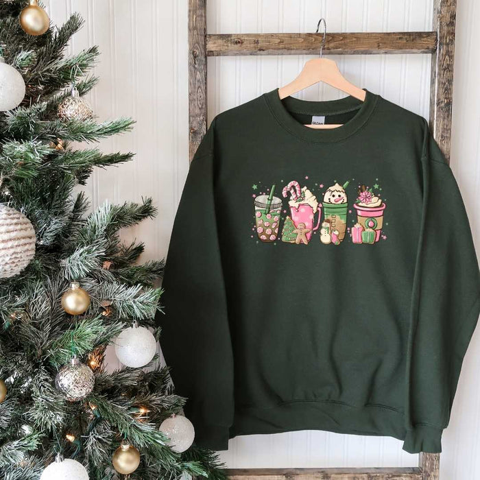 Pink Christmas Drinks Sweatshirt