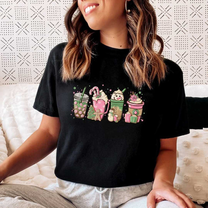 Pink Christmas Drinks T-Shirt