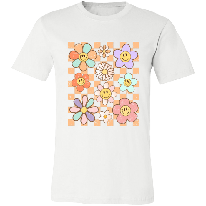 Retro Checkered Flower Garden T-Shirt