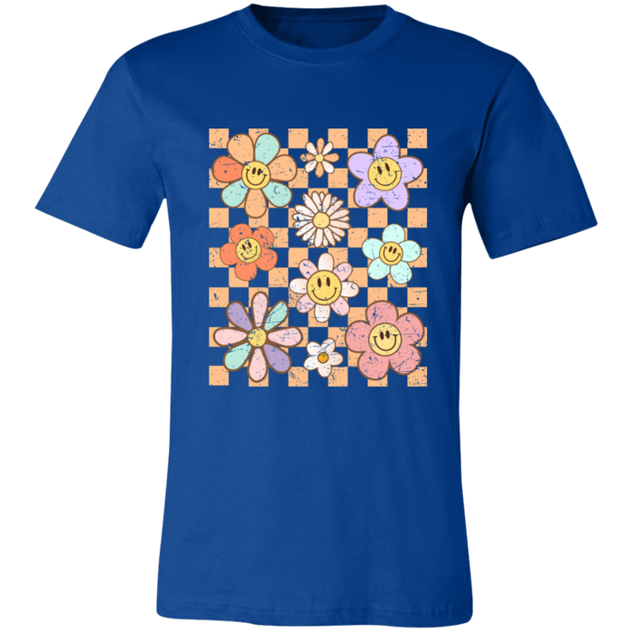 Retro Checkered Flower Garden T-Shirt