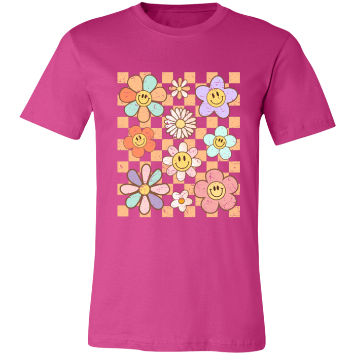 Retro Checkered Flower Garden T-Shirt