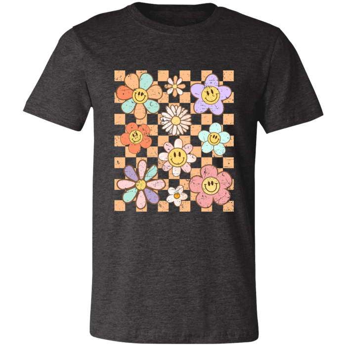 Retro Checkered Flower Garden T-Shirt