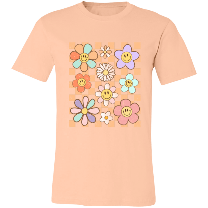 Retro Checkered Flower Garden T-Shirt