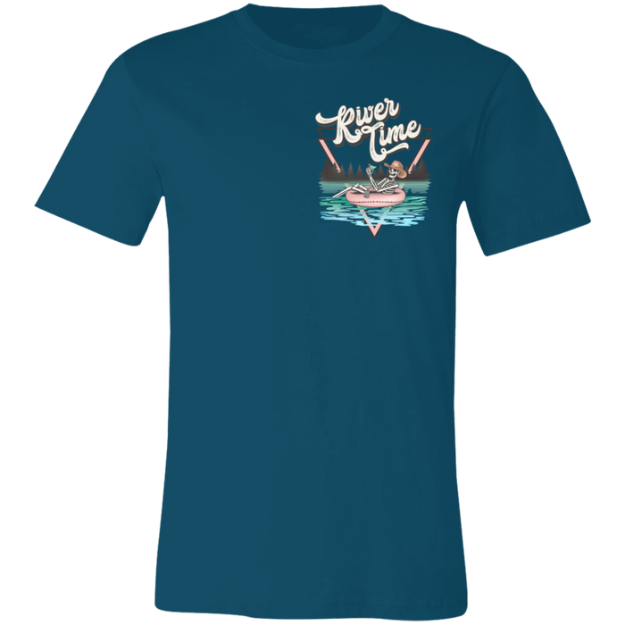 River Time Skeleton Pocket Print T-Shirt