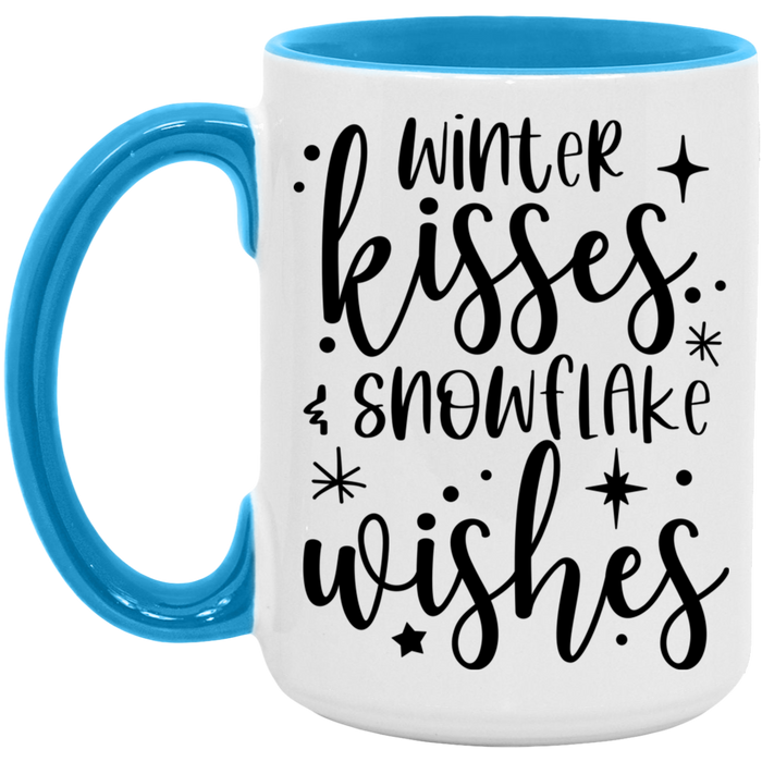 Winter Kisses & Snowflake Wishes 15 oz Coffee Mug