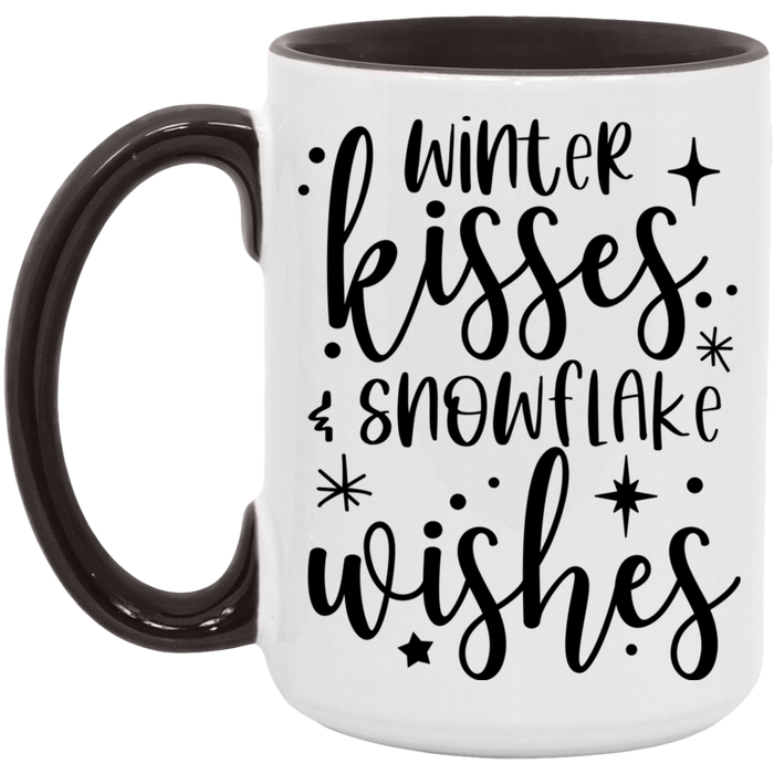 Winter Kisses & Snowflake Wishes 15 oz Coffee Mug