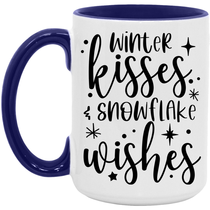 Winter Kisses & Snowflake Wishes 15 oz Coffee Mug