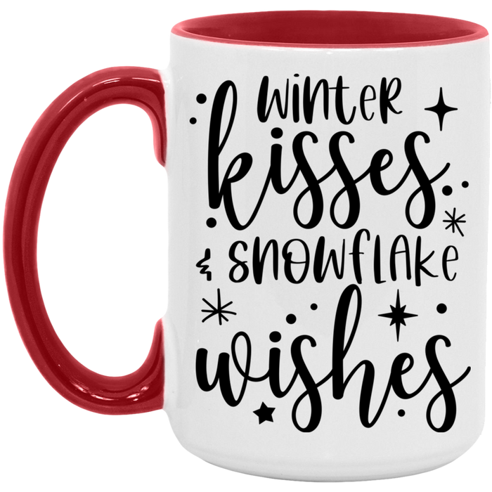Winter Kisses & Snowflake Wishes 15 oz Coffee Mug