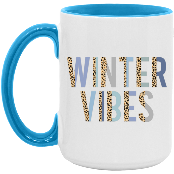 Winter Vibes Leopard Blues 15 oz Coffee Mug