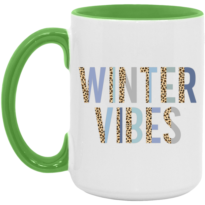 Winter Vibes Leopard Blues 15 oz Coffee Mug