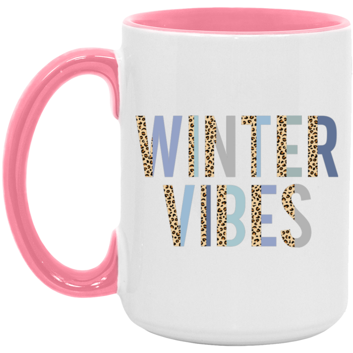 Winter Vibes Leopard Blues 15 oz Coffee Mug