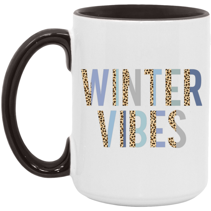 Winter Vibes Leopard Blues 15 oz Coffee Mug