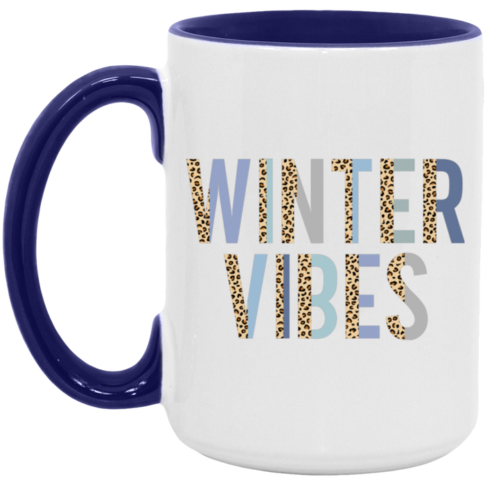 Winter Vibes Leopard Blues 15 oz Coffee Mug