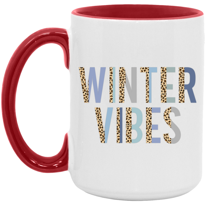 Winter Vibes Leopard Blues 15 oz Coffee Mug